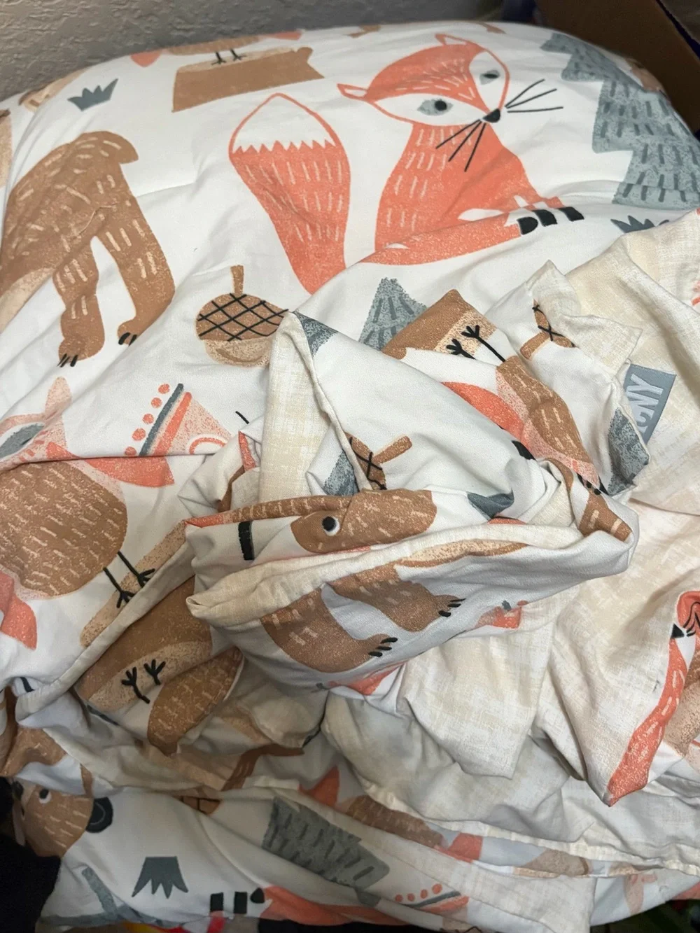 Whimsical Woodland Comforter Set in Rust and Gray